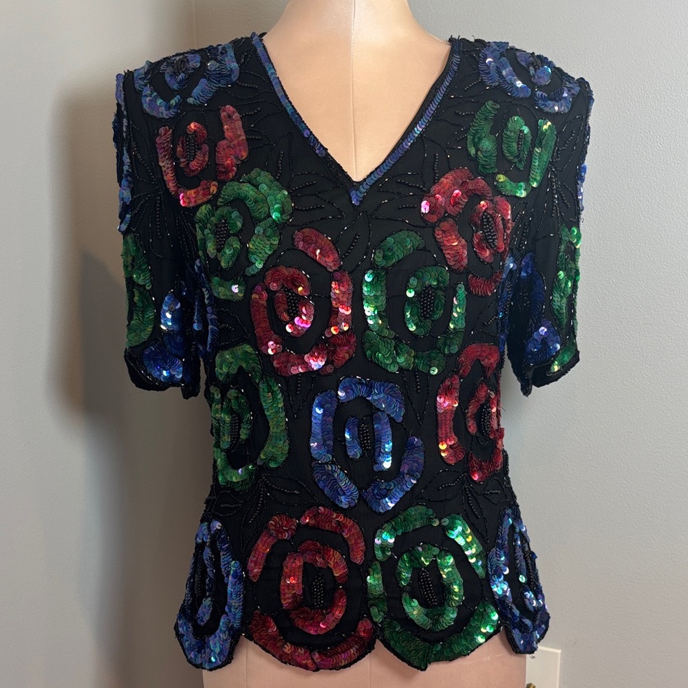 Vintage Stenay Sequined Top Size Large
